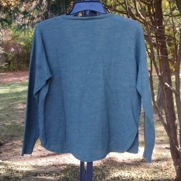 Madewell Green 50% Wool  Long Sleeve Scoop Neck size Large - Picture 7 of 9